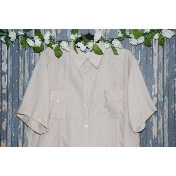 Signature By Mojito Collection Men's Linen Shirt Size 2X Guayabera Button Up SS - Picture 2 of 7